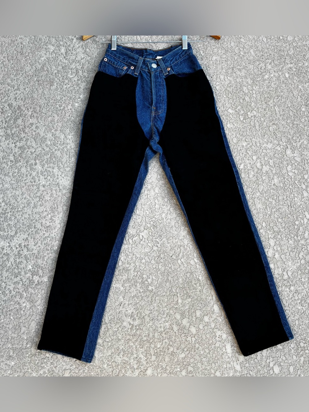 Vintage Levi’s 501 Women’s Size 1 Black Suede Front Panels 80s Button Fly USA